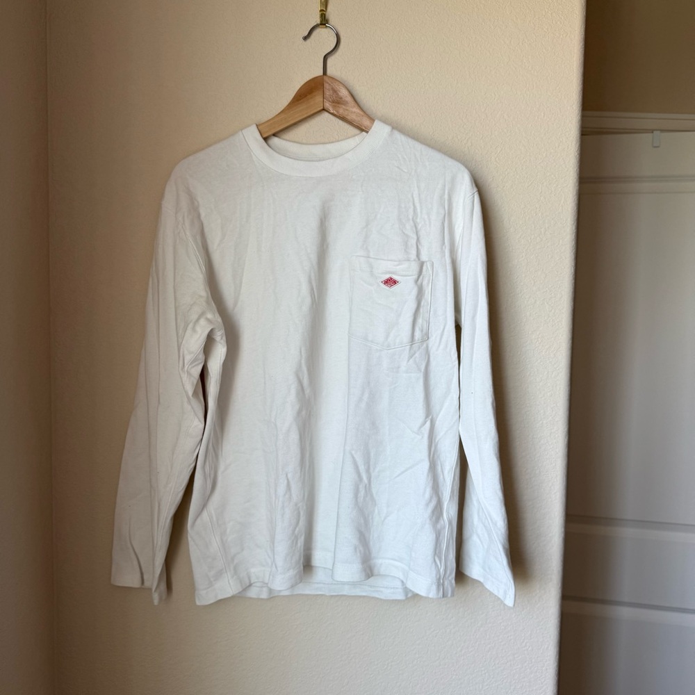 Danton France Workwear Long Sleeve Pocket Tee | White | Men’s M